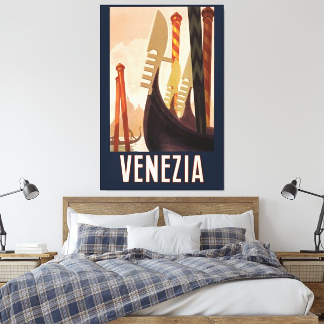 Impressão Em Tela Vintage Veneice Itália Gondola Viagem (Insitu(Quarto))