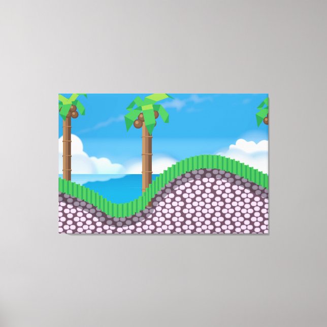 Impressão Em Tela Vintage Video Game Palm Trees. (Frente)