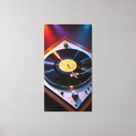 Impressão Em Tela Vintage vinyl records spinning under colored light