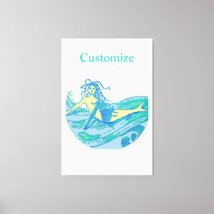 Impressão Em Tela Vintage Waverding Mermaid Thunder_Cove