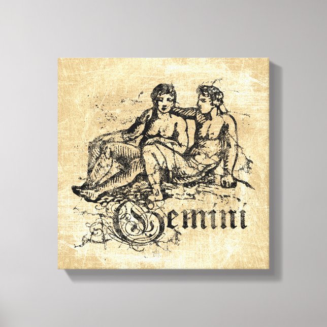 Impressão Em Tela Vintage Zodiac Gemini (Frente)