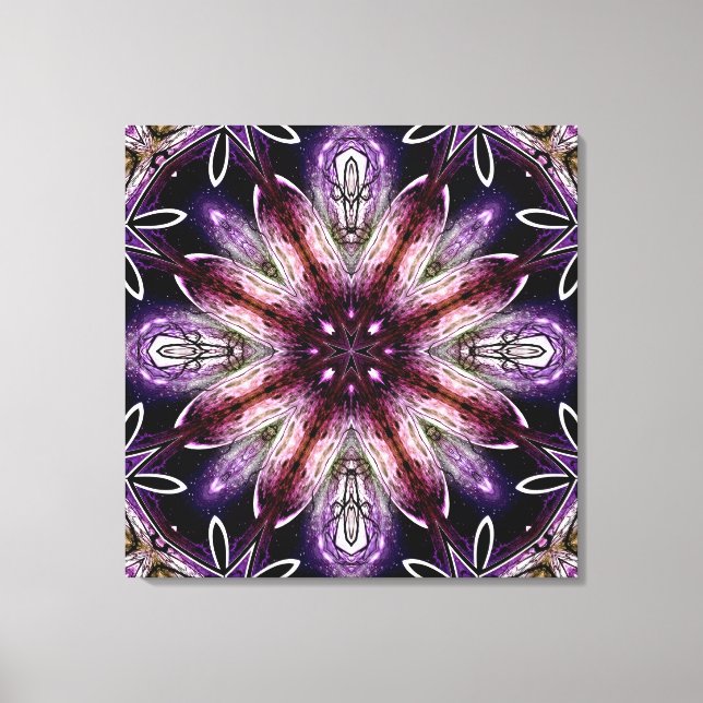 Impressão Em Tela Violeta e Magenta Cosmic Flor Kaleidoscópio (Frente)