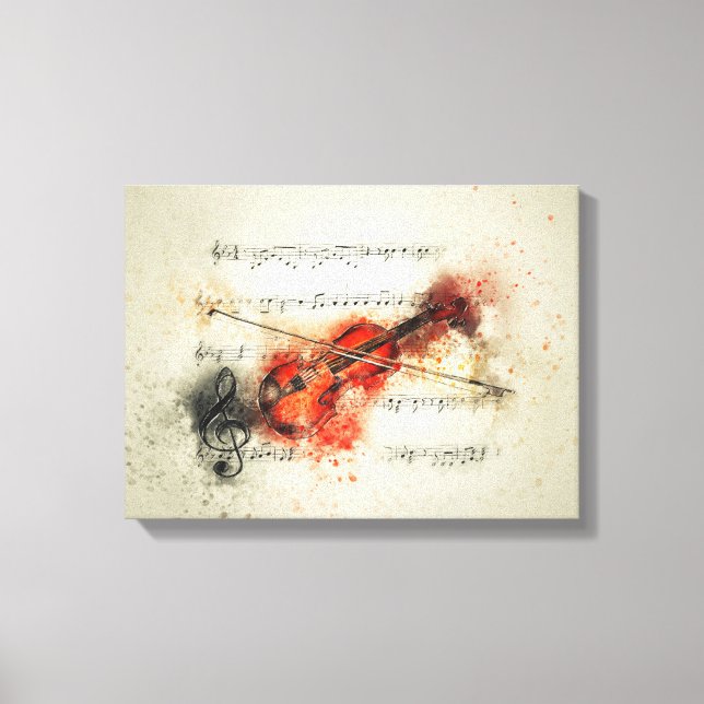 Impressão Em Tela Violin and Music Sheet Vintage (Frente)