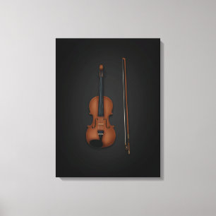Impressão Em Tela Violino e Arco lado a lado em preto 18x24