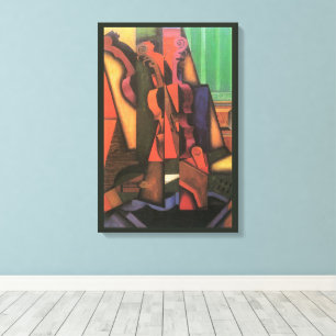 Impressão Em Tela Violino e Guitarra de Juan Gris, Arte Cubista Vint