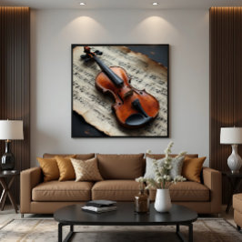 Impressão Em Tela Violino e Partitura