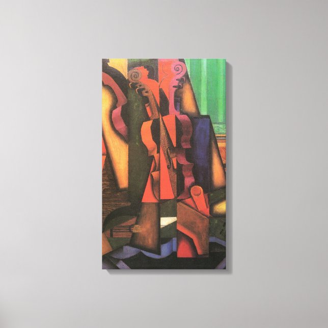Impressão Em Tela Violino e Violão de Juan Gris, Vintage Cubism Art (Frente)