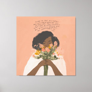 Impressão Em Tela Vire para as flores, uma citação inspiradora da 