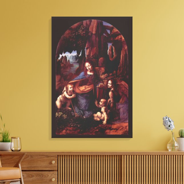 Impressão Em Tela Virgem das Rochas de Leonardo da Vinci (Insitu(Sala de estar))