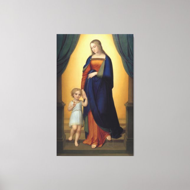 Impressão Em Tela Virgem Maria e a Criança Jesus Religiosa (Frente)