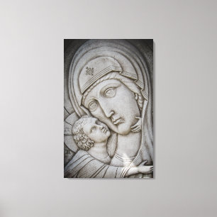 Impressão Em Tela Virgem Maria e Jesus