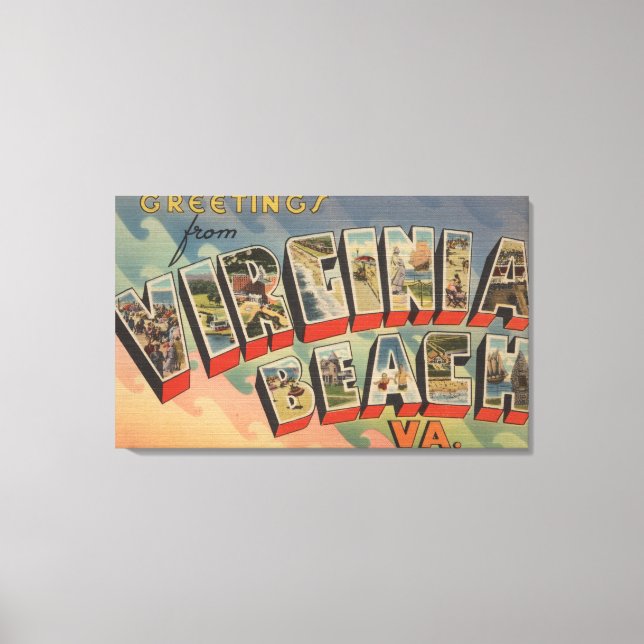 Impressão Em Tela Virginia Beach, Virgínia - Cenas de Letra Grandes (Frente)