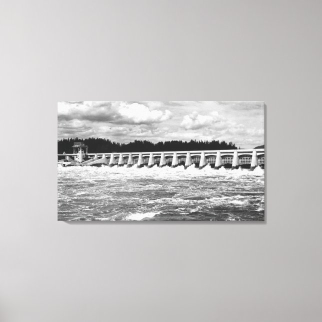 Impressão Em Tela Visão da Barragem de Bonneville da Fotografia Prin (Frente)