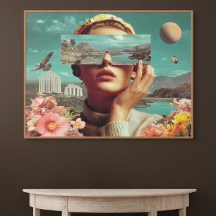 Impressão Em Tela Visão de Paisagem Surreal, Retrato feminino surrea