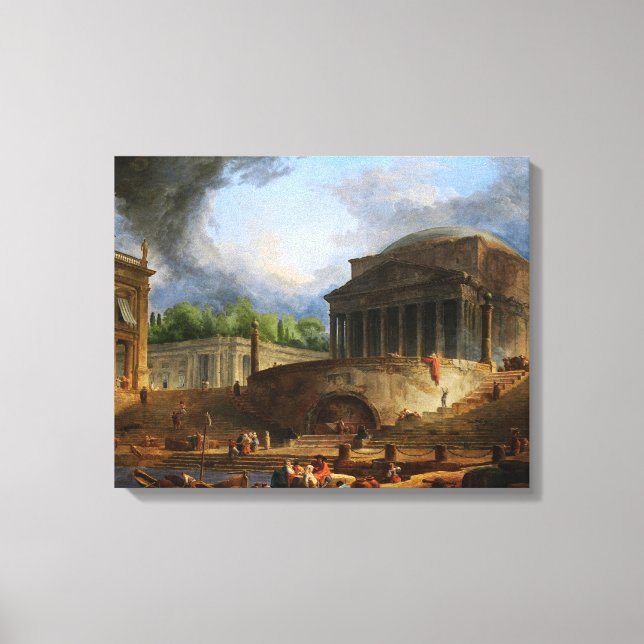 Impressão Em Tela Visão de Ripetta por Hubert Robert (Frente)