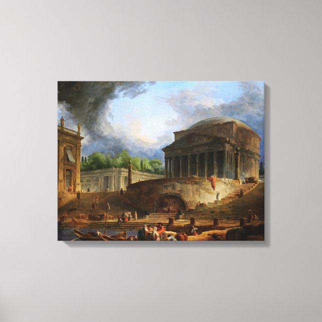 Impressão Em Tela Visão de Ripetta por Hubert Robert (Frente)