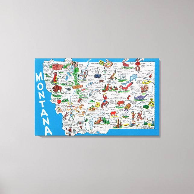 Impressão Em Tela Visão do Estado com Cartoons, Pontos Cênicos (Frente)