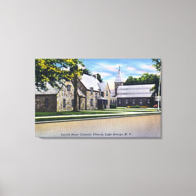 Impressão Em Tela Visão Exterior da Católica Sagrada do Coração (Frente)