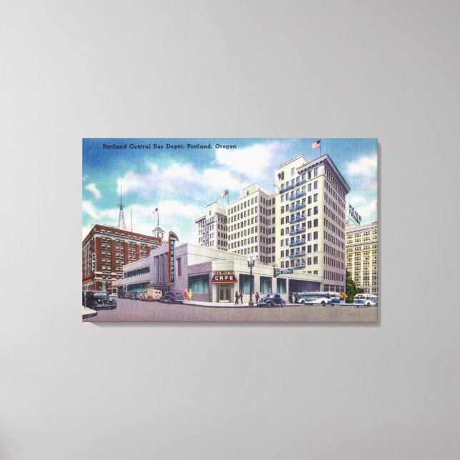 Impressão Em Tela Visão Exterior do Ônibus Central de Portland (Frente)