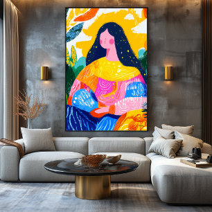 Impressão Em Tela Visão Fauvista Vívida da Mona Lisa