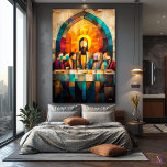 Impressão Em Tela Visão Moderna Cubista da Última Ceia<br><div class="desc">Este trabalho de arte reimagina "O Último Cimento" em um estilo cubista moderno, com abstração geométrica, cores vibrantes e camadas texturizadas para retratar uma profunda cena espiritual. A ousada interação de formas e tons radiantes de ouro destaca a natureza sagrada e eterno desse momento icônico, oferecendo uma perspectiva contemporânea sobre...</div>