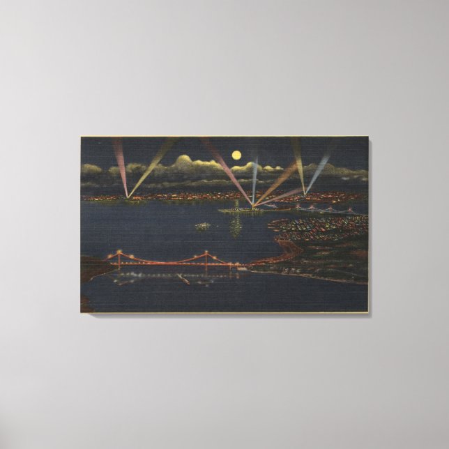 Impressão Em Tela Visão Noturna da Área Metropolitana de Bay (Frente)