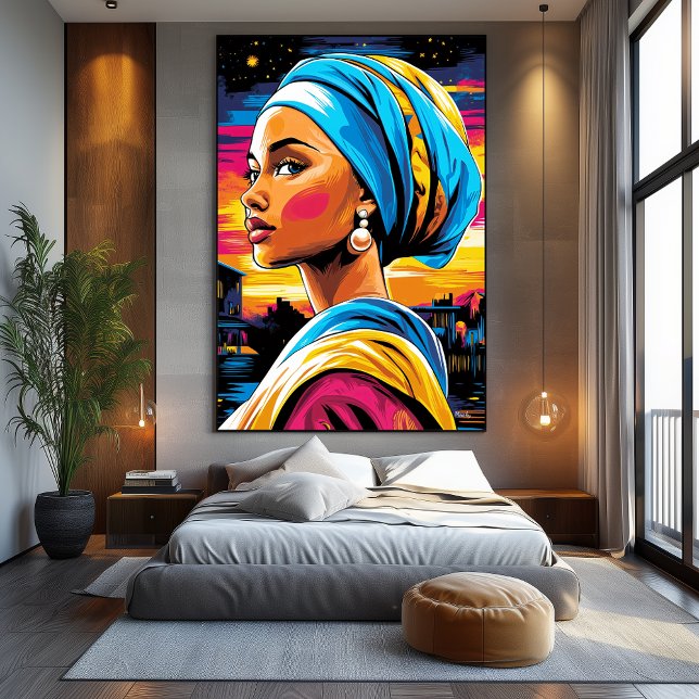 Impressão Em Tela Visão pop de Arte de Menina com Ouvido de Pérola (Criador carregado)