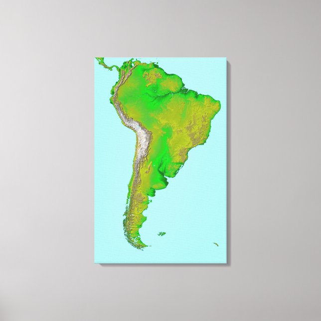 Impressão Em Tela Visão topográfica da América do Sul (Frente)