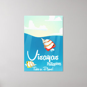 Impressão Em Tela Visayas, poster de viagens dos desenhos animados