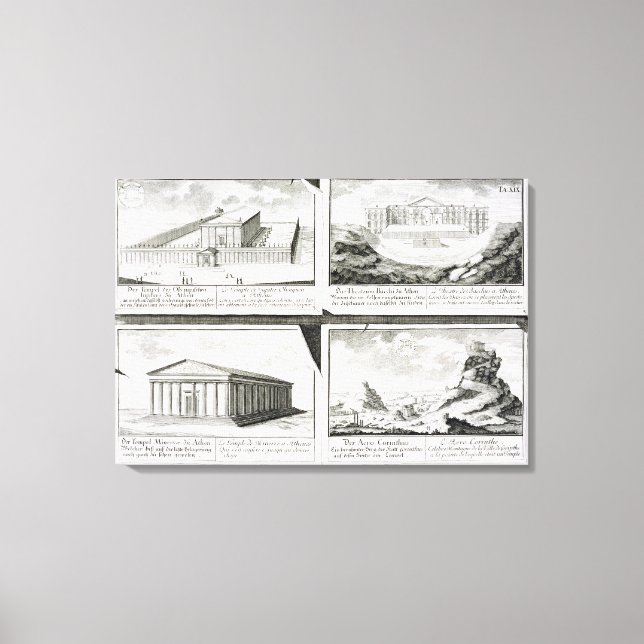 Impressão Em Tela Visões de quatro edifícios clássicos: O Templo de  (Frente)