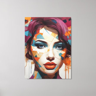Impressão Em Tela Visões Despedaçadas: Retrato Abstrato de Femme