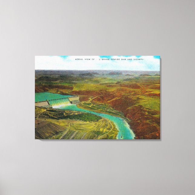 Impressão Em Tela Vista aérea da barragem Grand Coulee (Frente)