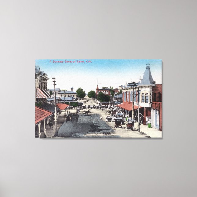 Impressão Em Tela Vista aérea da seção de negóciosSelma, CA (Frente)