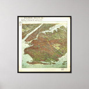 Impressão Em Tela Vista aérea de Brooklyn, New York (1908)