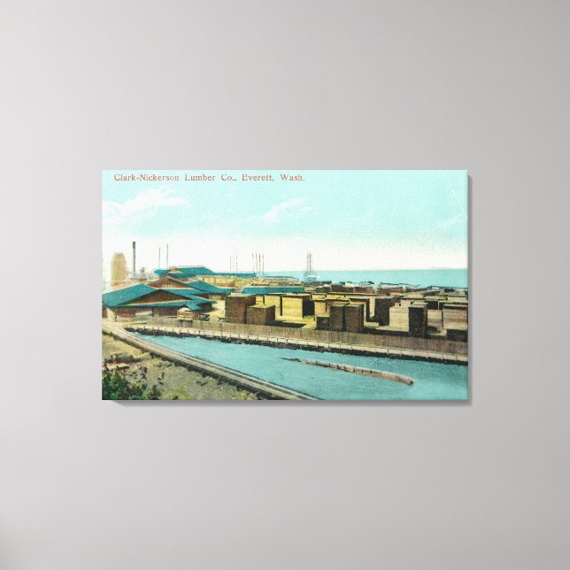 Impressão Em Tela Vista aérea de Clark-Nickerson Lumber Co (Frente)
