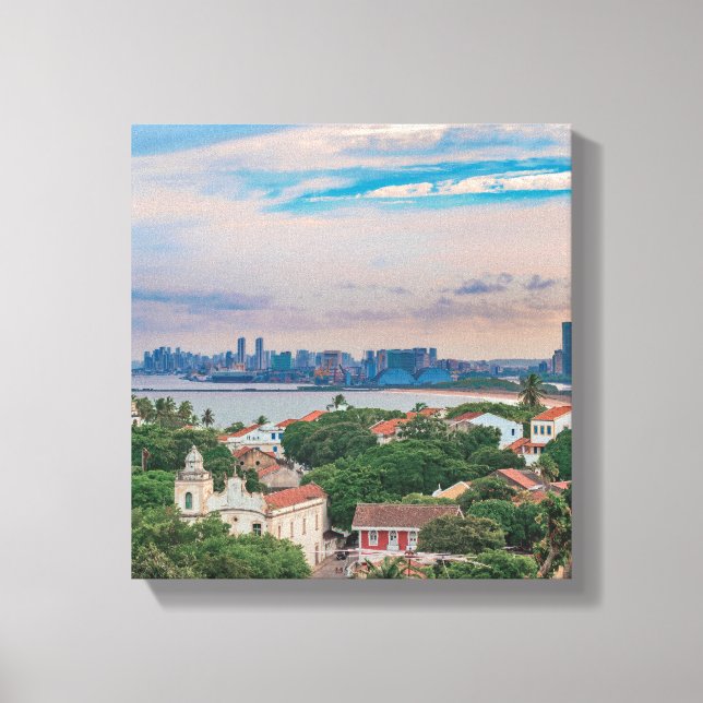 Impressão Em Tela Vista aérea de Olinda e Recife Pernambuco Brasil (Frente)