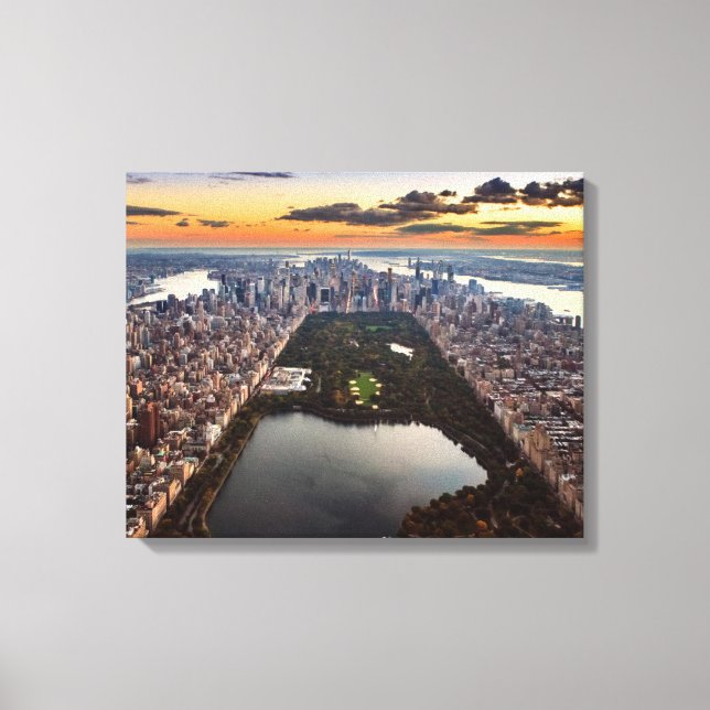 Impressão Em Tela Vista aérea do Central Park ao pôr do sol (Frente)