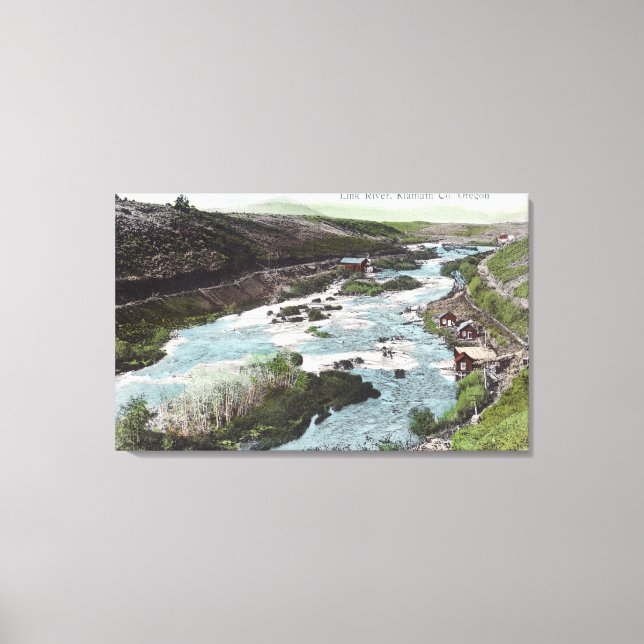 Impressão Em Tela Vista aérea do condado de Link RiverKlamath, OR (Frente)