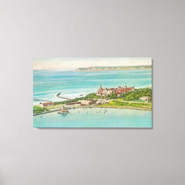 Impressão Em Tela Vista aérea do Hotel del Coronado (Frente)