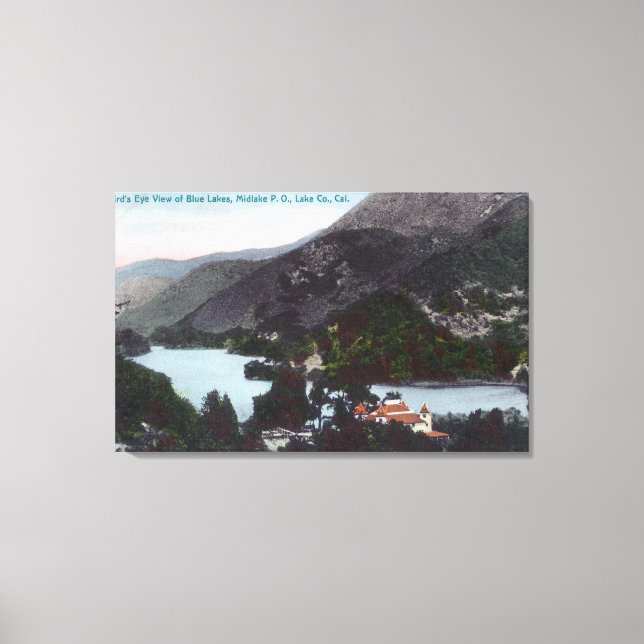 Impressão Em Tela Vista aérea do lago médio azul, CA (Frente)