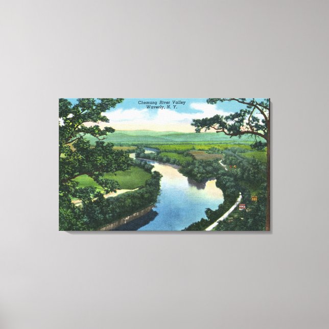 Impressão Em Tela Vista aérea do vale do rio Chemung (Frente)