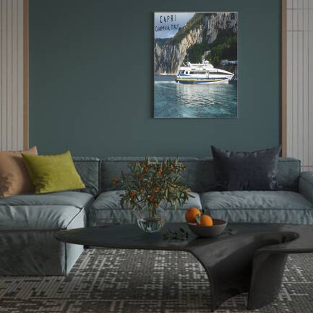 Impressão Em Tela Vista Cênnica do Navio de Passageiros Capri Itália (Criador carregado)