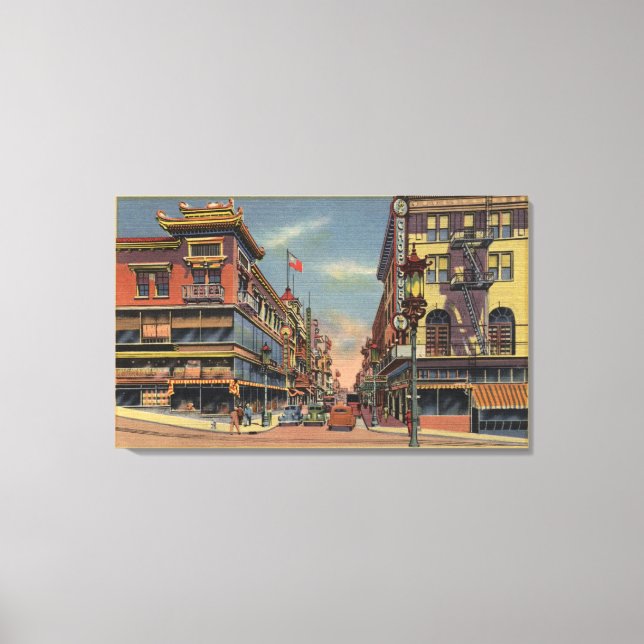 Impressão Em Tela Vista da Avenida Grant, Chinatown (Frente)