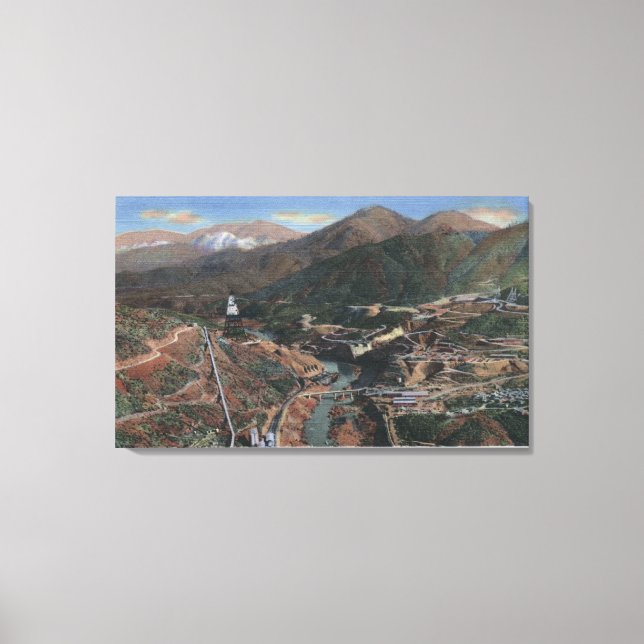 Impressão Em Tela Vista da barragem durante a construção (Frente)