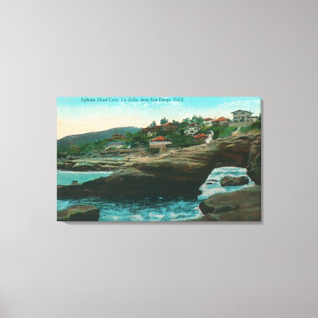 Impressão Em Tela Vista da Cabeça de Esfinge CavernaLa Jolla, CA (Frente)