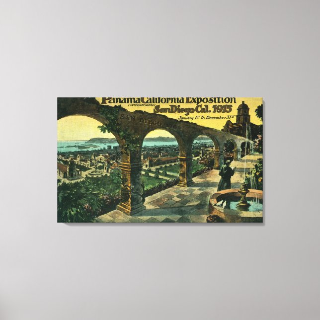 Impressão Em Tela Vista da cidade de uma missão, exposição Panamá-CA (Frente)