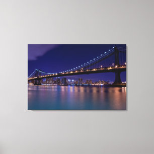 Impressão Em Tela Vista da ponte de Manhattan na noite