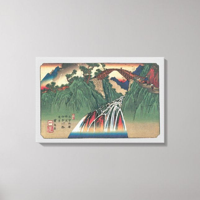 Impressão Em Tela Vista da ponte sobre o rio Ina, Nojiri por Hiroshi (Frente)
