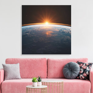 Impressão Em Tela Vista da Terra do Espaço Astronauta do Planeta A
