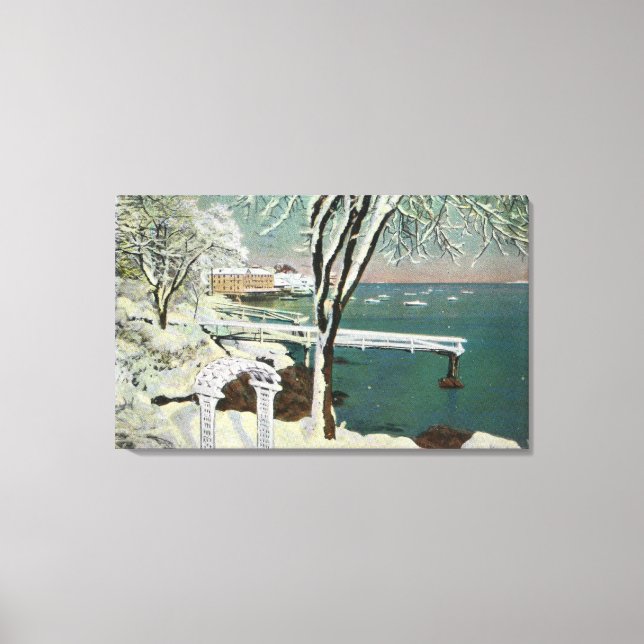 Impressão Em Tela Vista de inverno do porto de Marblehead (Frente)